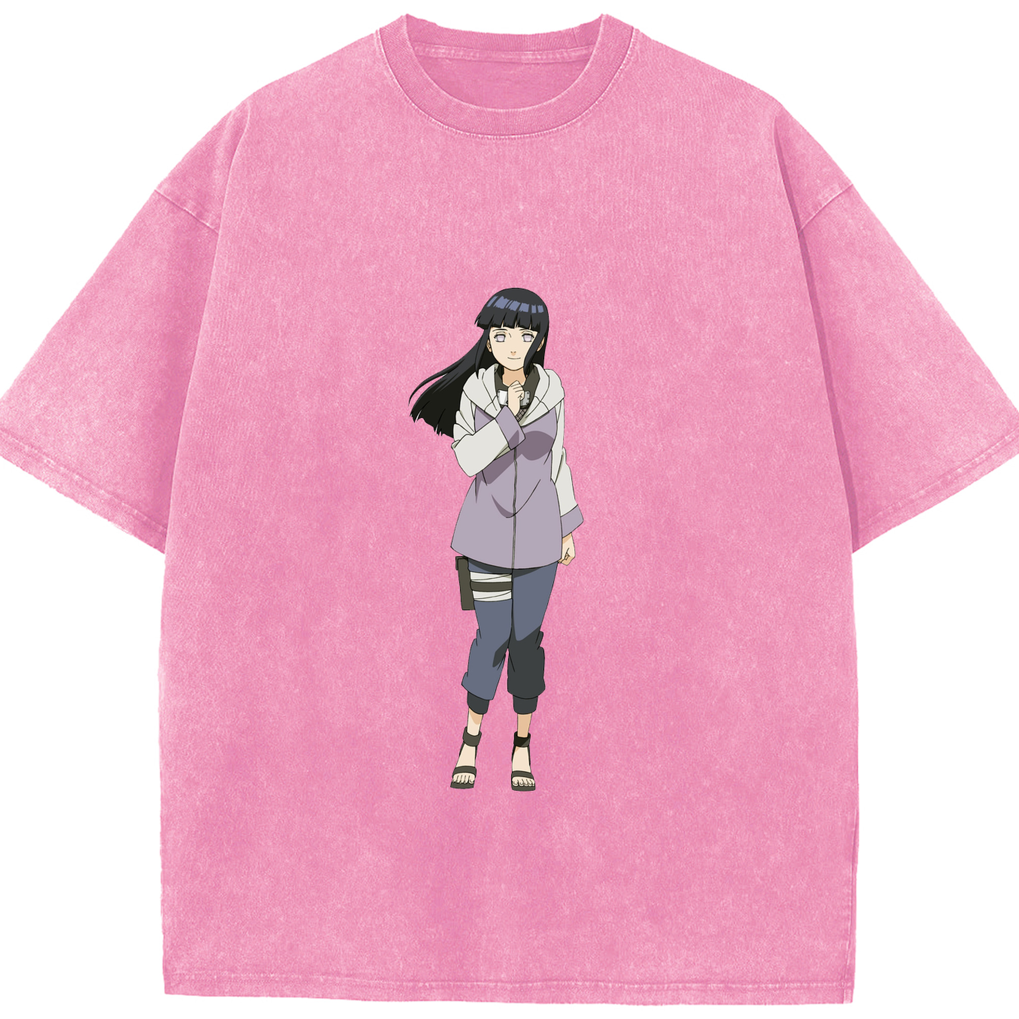 （画像用） NARUTO -ナルト- 日向ヒナタ Hyūga Hinata 綿100% ヴィンテージ風 半袖Tシャツ（フロントプリント）